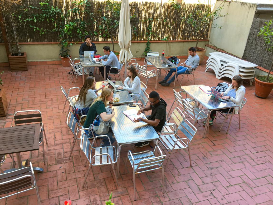 IES Abroad Barcelona Center Courtyard with Students