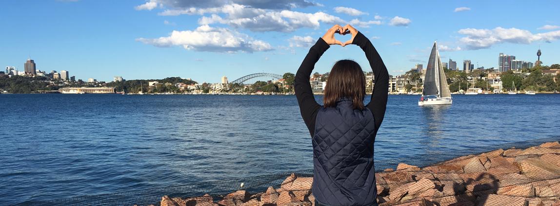 Sydney study abroad student by the Sydney Harbour