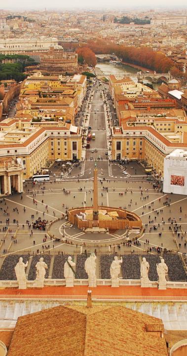 an aerial view of St. Peter's Square in Rome