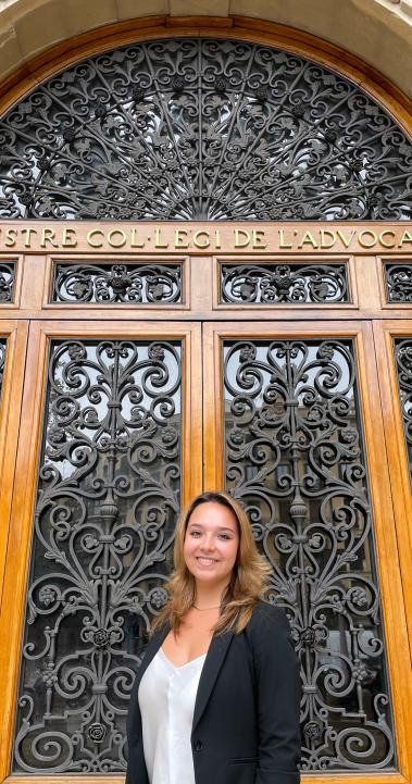 An IES intern standing outside of her placement at the Barcelona Bar Association